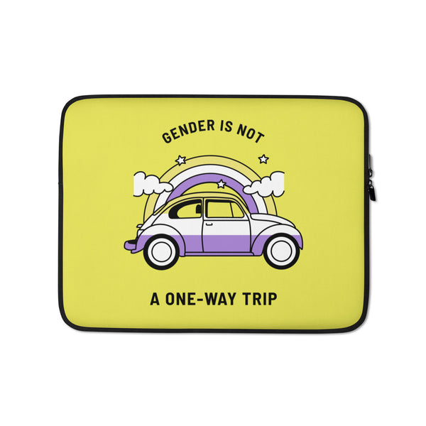  Gender Is Not A One-Way Trip Laptop Sleeve by Queer In The World Originals sold by Queer In The World: The Shop - LGBT Merch Fashion