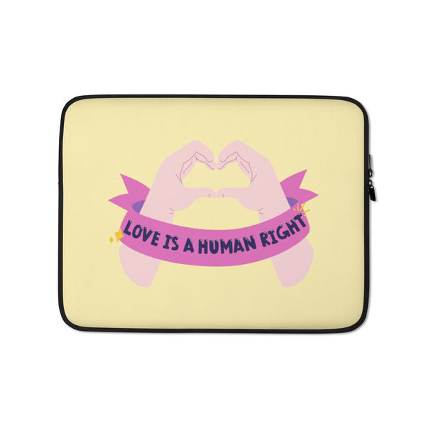  Love Is A Human Right Laptop Sleeve by Queer In The World Originals sold by Queer In The World: The Shop - LGBT Merch Fashion