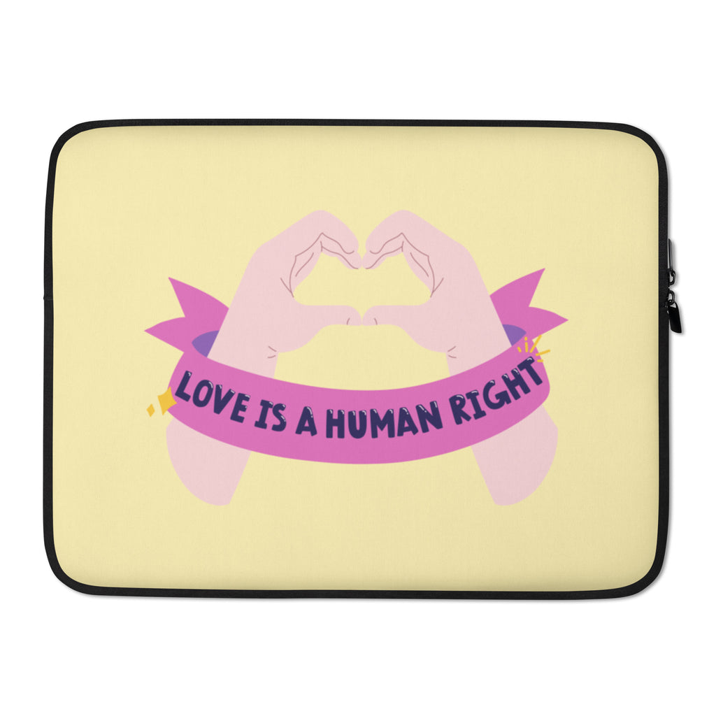  Love Is A Human Right Laptop Sleeve by Queer In The World Originals sold by Queer In The World: The Shop - LGBT Merch Fashion