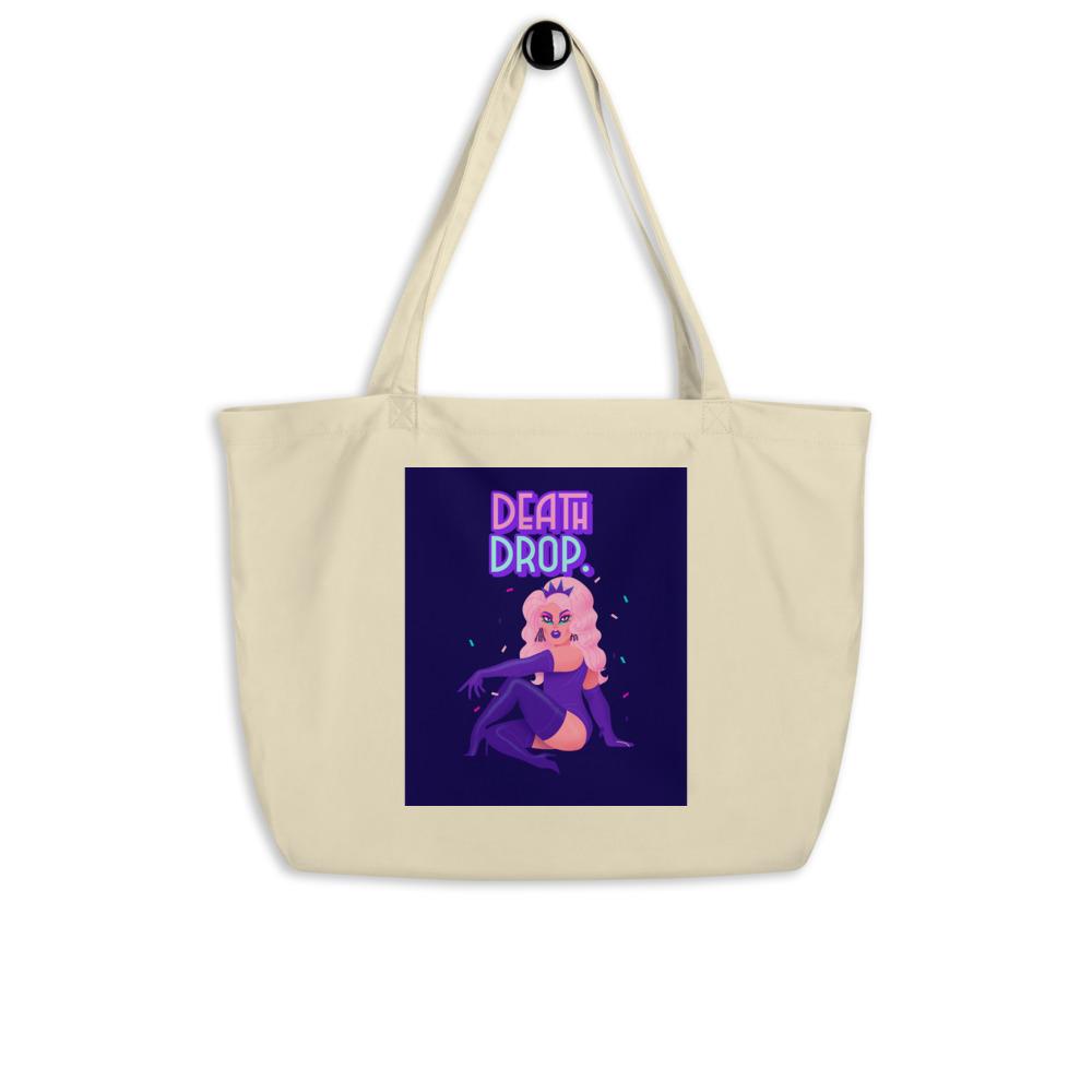 Oyster Death Drop Large Organic Tote Bag by Queer In The World Originals sold by Queer In The World: The Shop - LGBT Merch Fashion