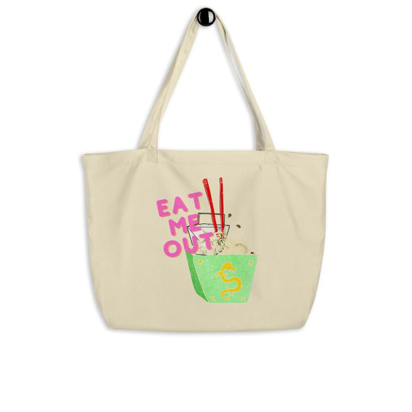 Oyster Eat Me Out Large Organic Tote Bag by Queer In The World Originals sold by Queer In The World: The Shop - LGBT Merch Fashion