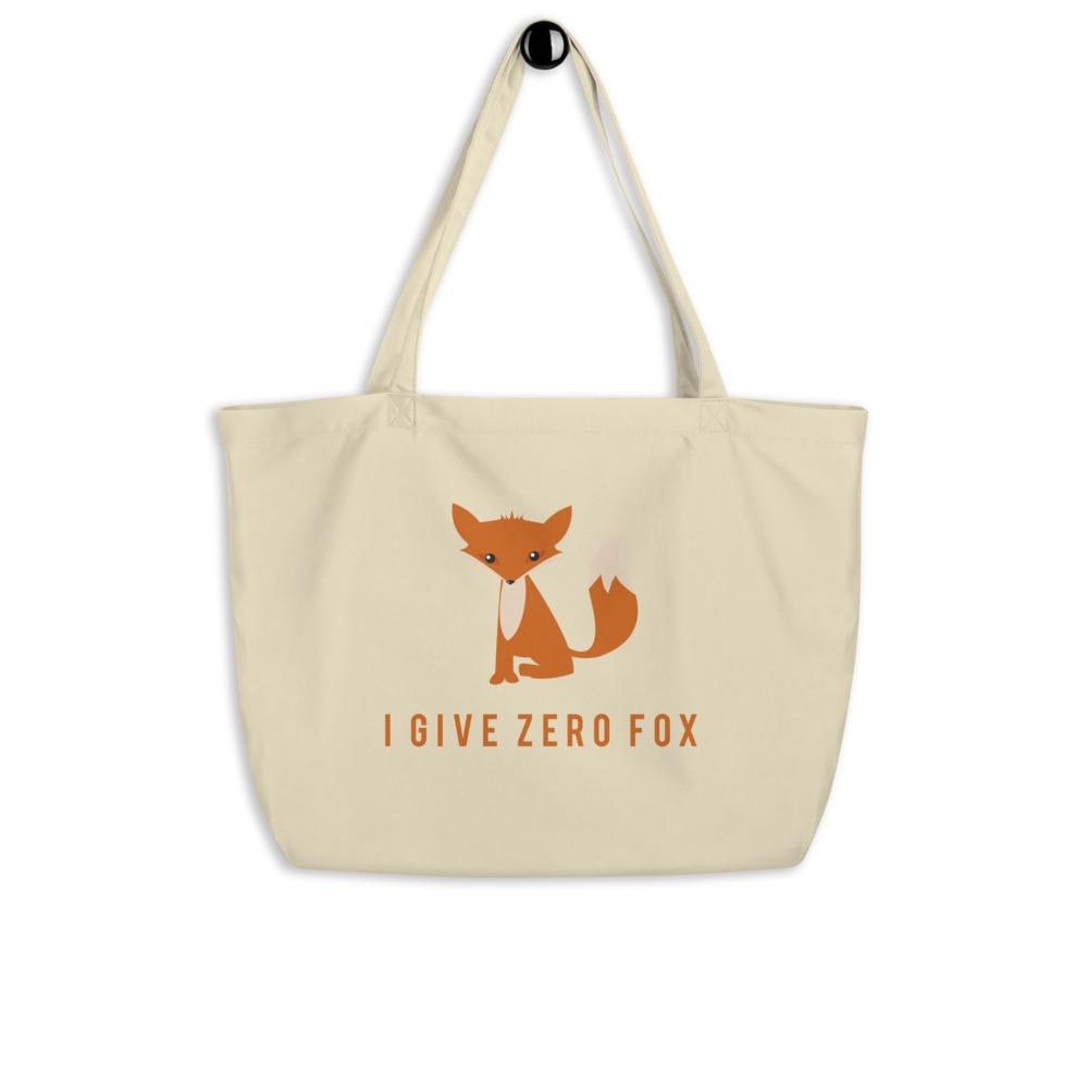 Oyster I Give Zero Fox Large Organic Tote Bag by Queer In The World Originals sold by Queer In The World: The Shop - LGBT Merch Fashion