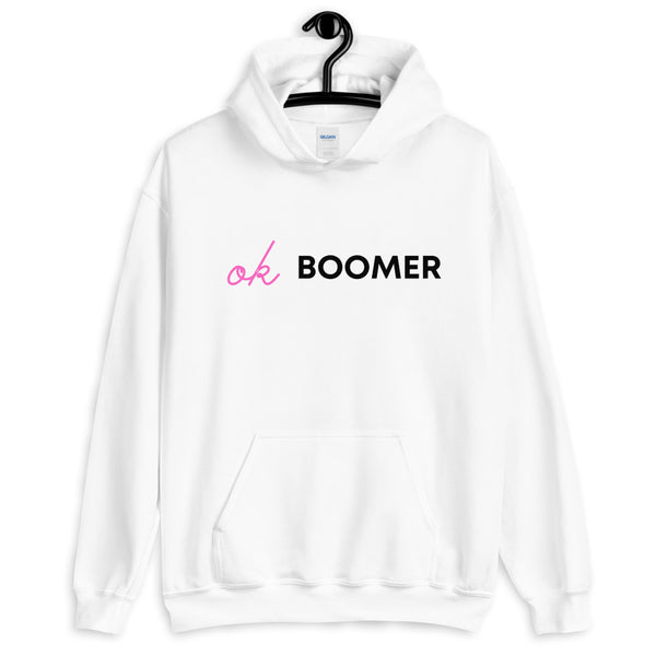 White Ok Boomer Unisex Hoodie by Queer In The World Originals sold by Queer In The World: The Shop - LGBT Merch Fashion