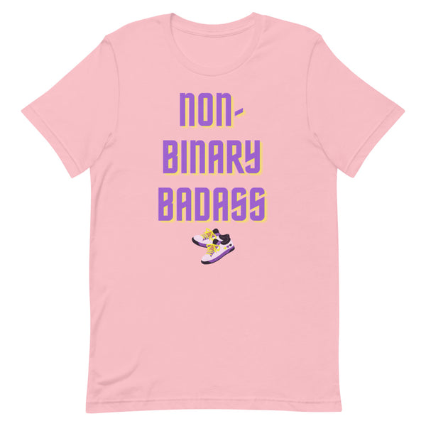 Pink Non-Binary Badass T-Shirt by Queer In The World Originals sold by Queer In The World: The Shop - LGBT Merch Fashion