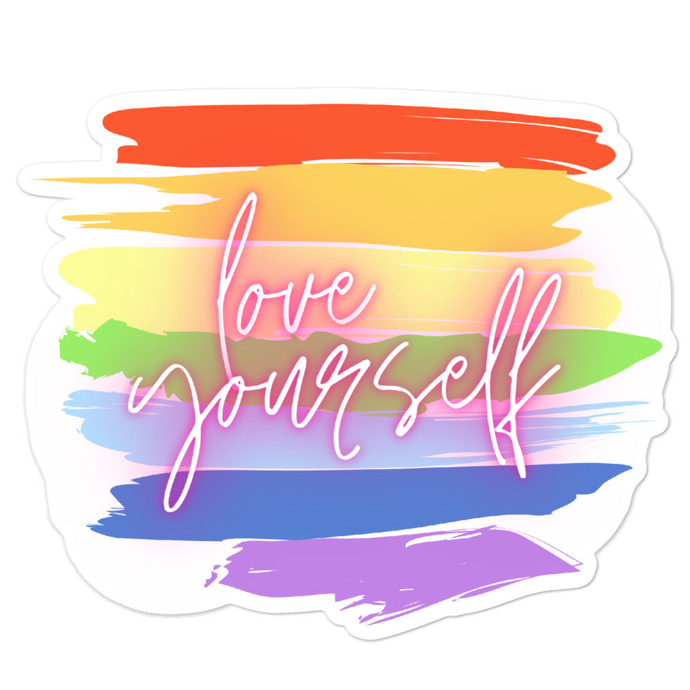 disfraces gays halloween: Bubble-Free Sticker with a white brushstroke, rainbow Pride flag colors