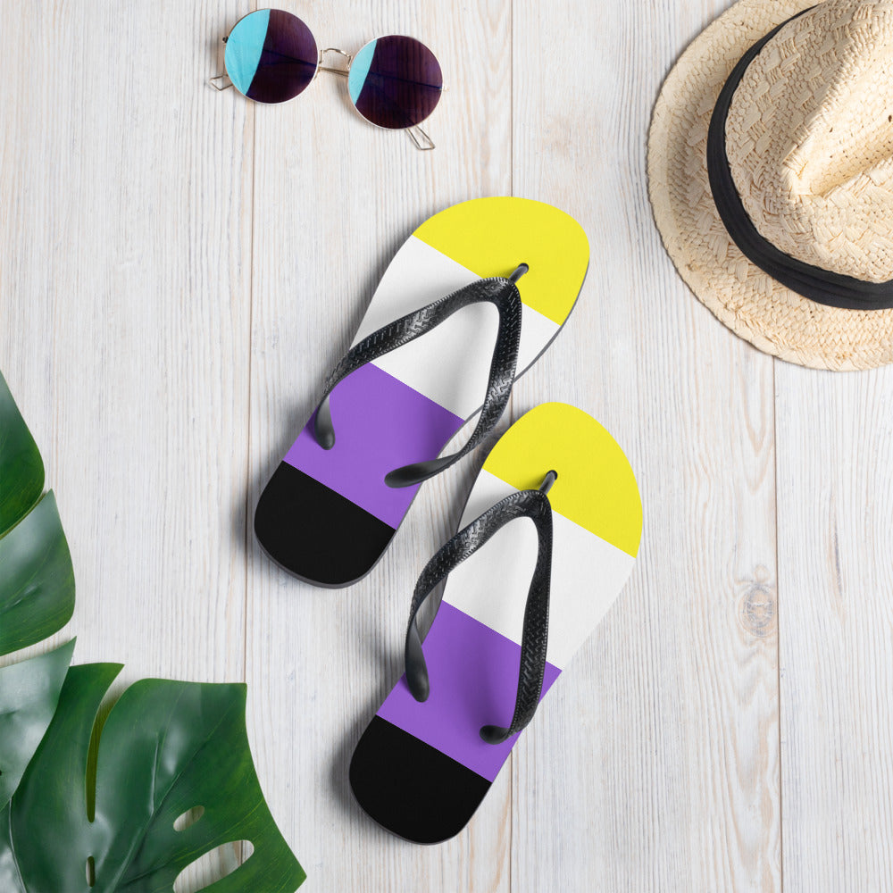  Non-Binary Pride Flip-Flops by Queer In The World Originals sold by Queer In The World: The Shop - LGBT Merch Fashion