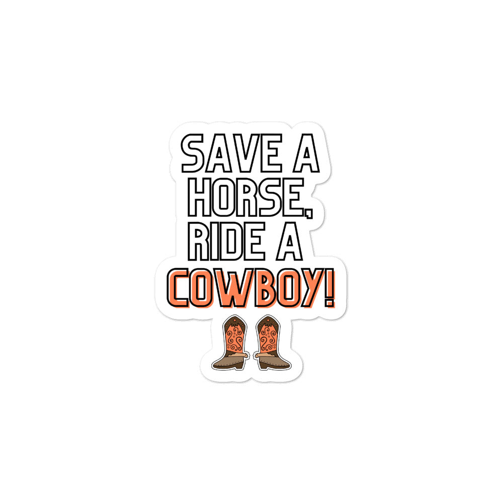  Save A Horse Ride A Cowboy Bubble-Free Stickers by Printful sold by Queer In The World: The Shop - LGBT Merch Fashion