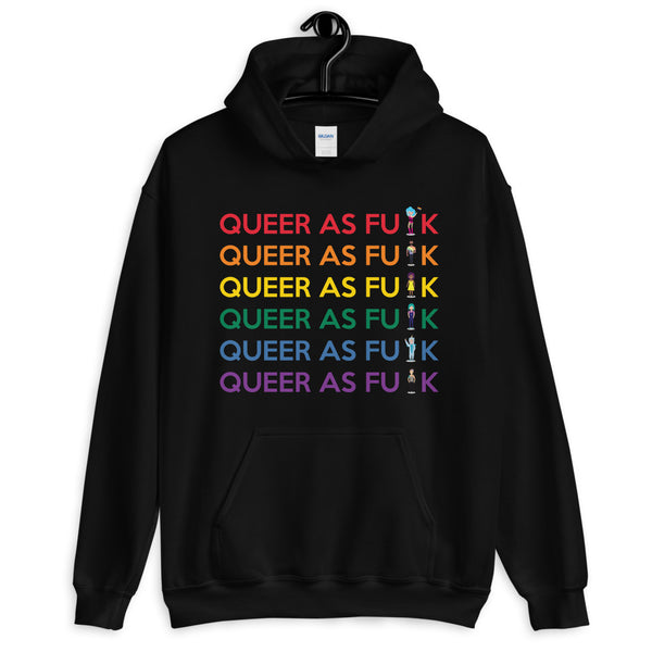 Black Queer As Fu#k Unisex Hoodie by Queer In The World Originals sold by Queer In The World: The Shop - LGBT Merch Fashion