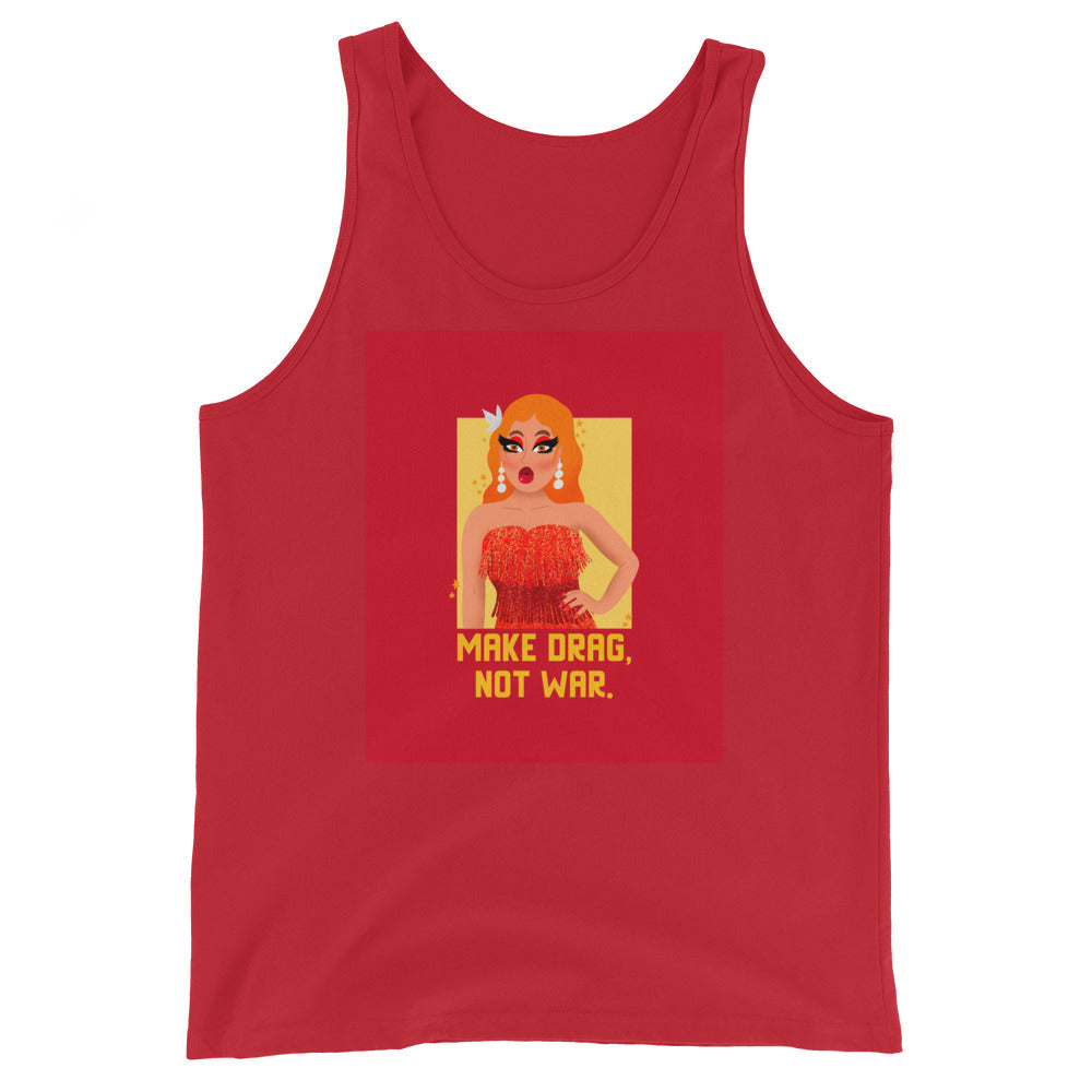 Red Make Drag Not War Unisex Tank Top by Queer In The World Originals sold by Queer In The World: The Shop - LGBT Merch Fashion