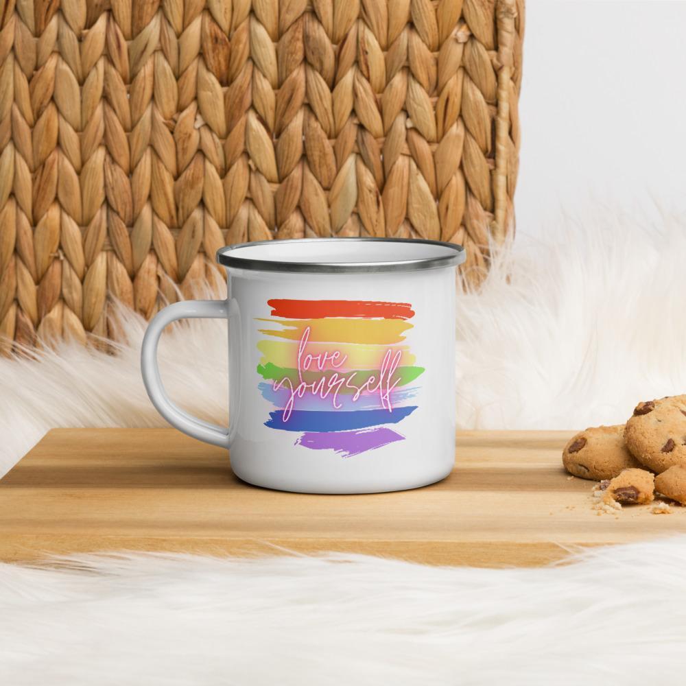  Love Yourself! Enamel Mug by Queer In The World Originals sold by Queer In The World: The Shop - LGBT Merch Fashion