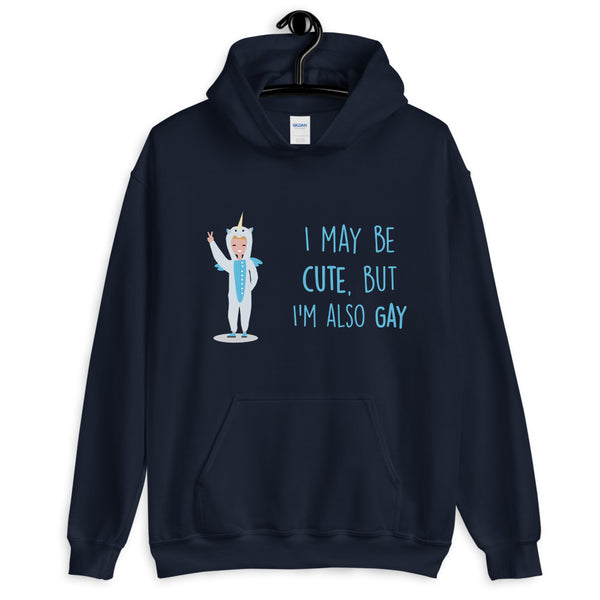 Navy Cute But Gay Unisex Hoodie by Queer In The World Originals sold by Queer In The World: The Shop - LGBT Merch Fashion