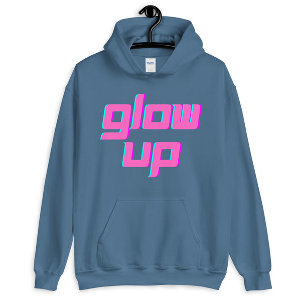 Indigo Blue Glow Up Unisex Hoodie by Queer In The World Originals sold by Queer In The World: The Shop - LGBT Merch Fashion