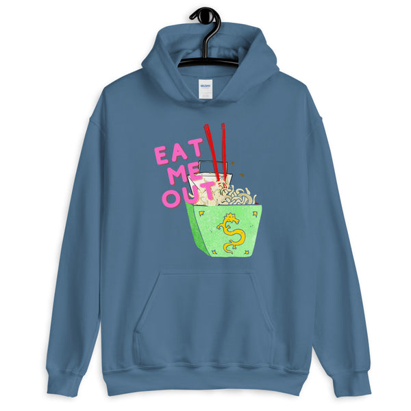 Indigo Blue Eat Me Out Unisex Hoodie by Queer In The World Originals sold by Queer In The World: The Shop - LGBT Merch Fashion