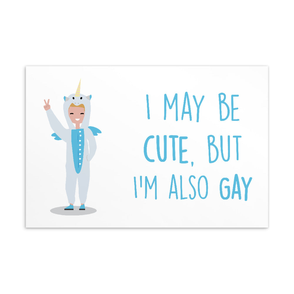  Cute But Gay Postcard by Queer In The World Originals sold by Queer In The World: The Shop - LGBT Merch Fashion