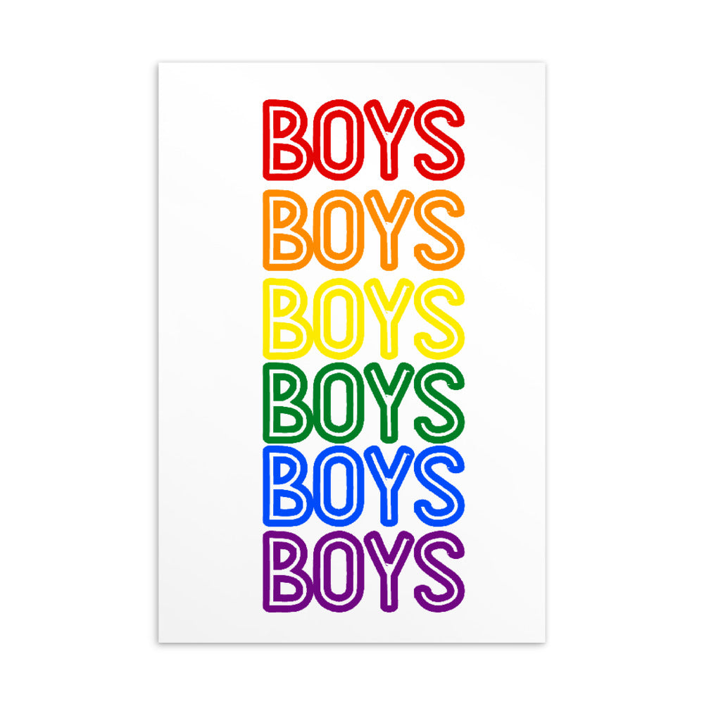  Boys Boys Boys Postcard by Printful sold by Queer In The World: The Shop - LGBT Merch Fashion