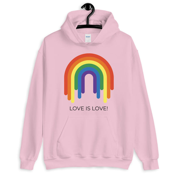 Light Pink Love Is Love Unisex Hoodie by Queer In The World Originals sold by Queer In The World: The Shop - LGBT Merch Fashion