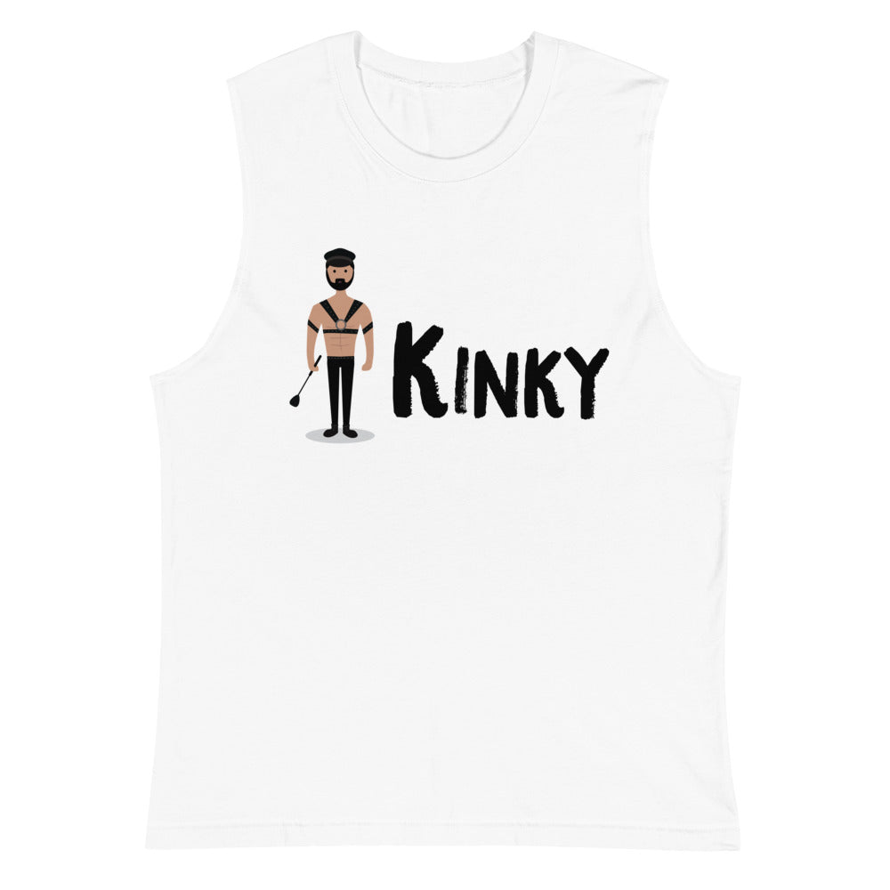 White Kinky Muscle Shirt by Printful sold by Queer In The World: The Shop - LGBT Merch Fashion
