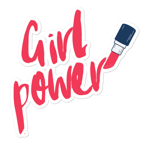 Girl Power sticker with pink hand-lettered text and a blue-and-pink USB plug illustration