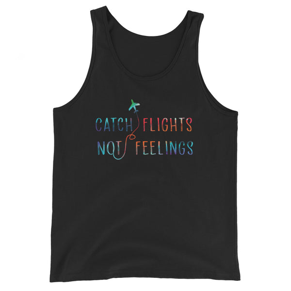 Black Catch Flights Not Feelings Unisex Tank Top by Queer In The World Originals sold by Queer In The World: The Shop - LGBT Merch Fashion