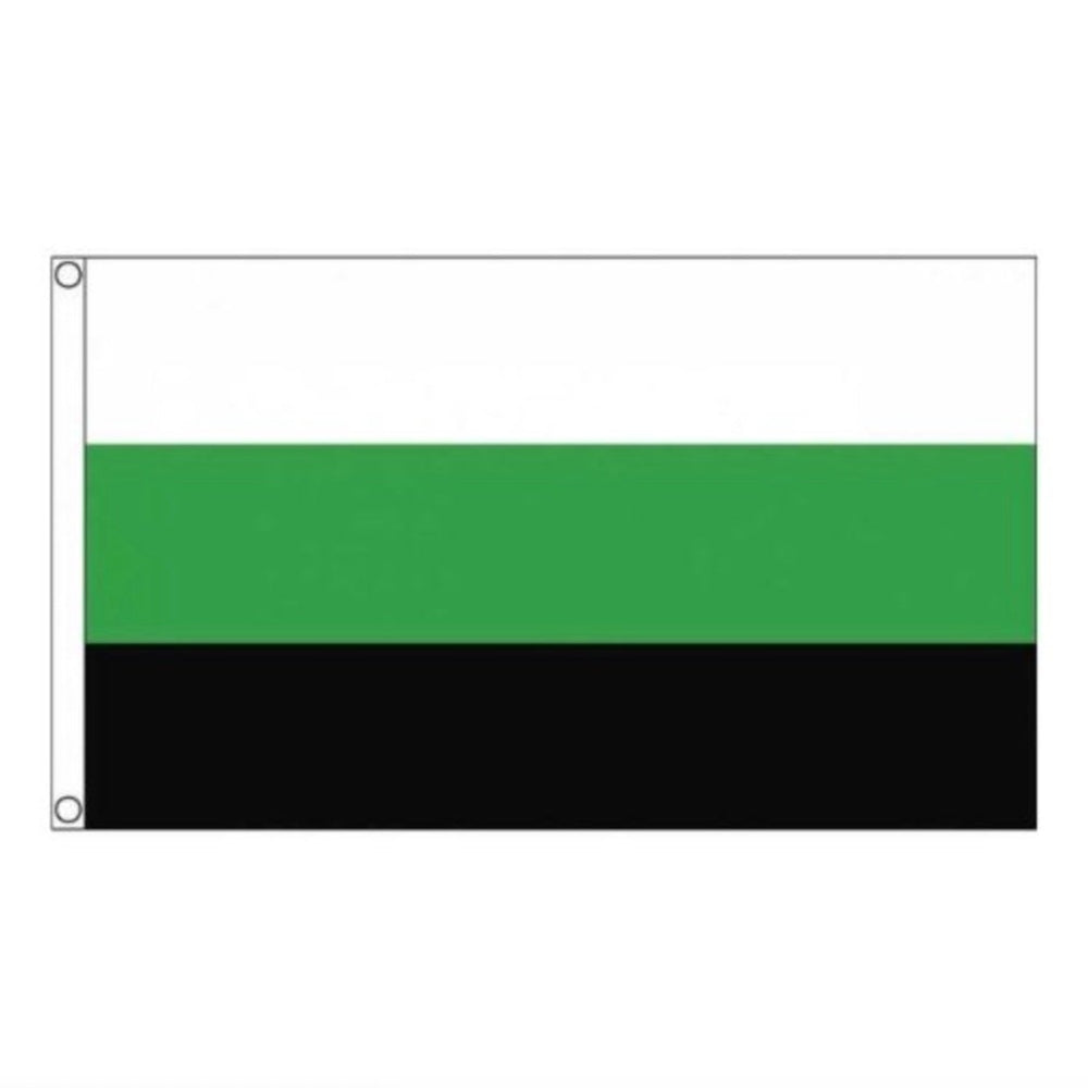 Neutrois pride flag with white, green, and black horizontal bands