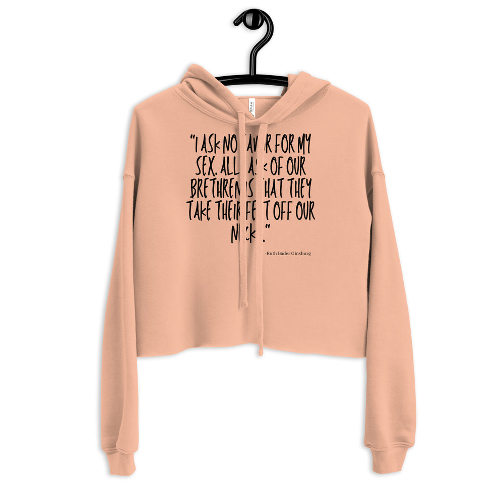 No Favor For My Sex Crop Hoodie worn by a Black performer, arms outstretched onstage under pink and blue lights, silver braids flying.