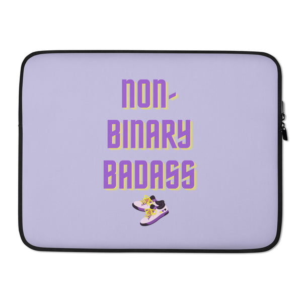 non binary gift: Non-Binary Badass Laptop Sleeve in lavender with 