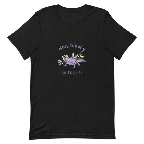 clothing for non binary: Non-Binary Pal For Life T-Shirt with a purple cartoon creature