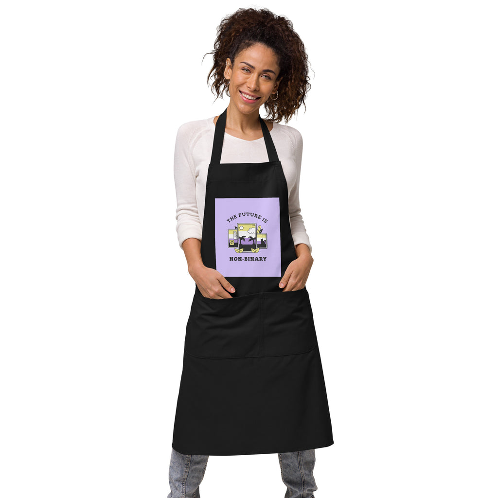  The Future Is Non-Binary Organic Cotton Apron by Queer In The World Originals sold by Queer In The World: The Shop - LGBT Merch Fashion