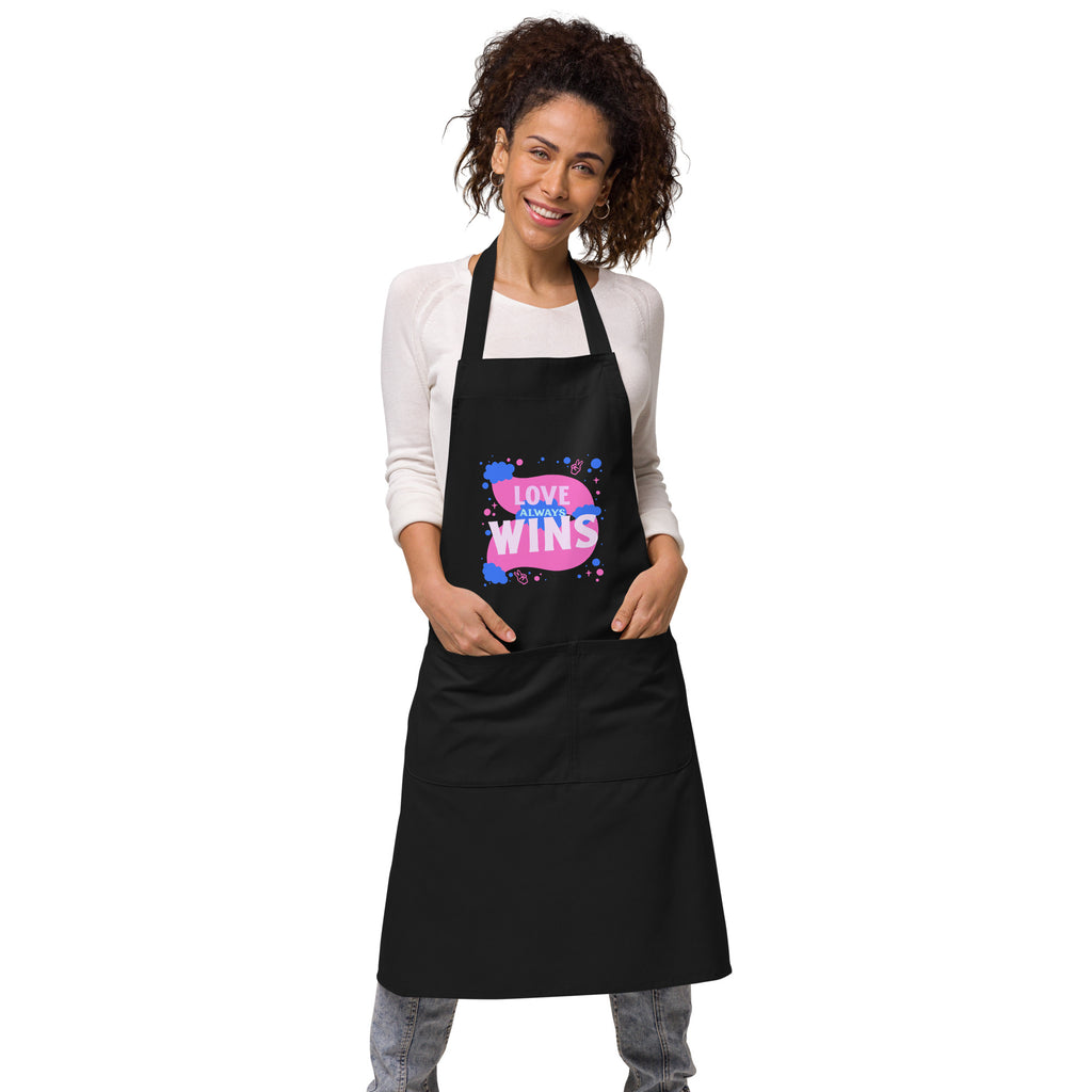  Love Always Wins Organic Cotton Apron by Printful sold by Queer In The World: The Shop - LGBT Merch Fashion