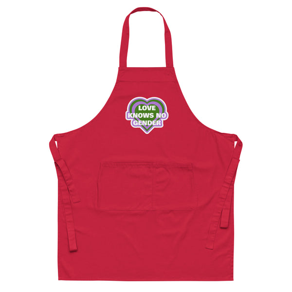  Love Knows No Gender Genderqueer Organic Cotton Apron by Queer In The World Originals sold by Queer In The World: The Shop - LGBT Merch Fashion