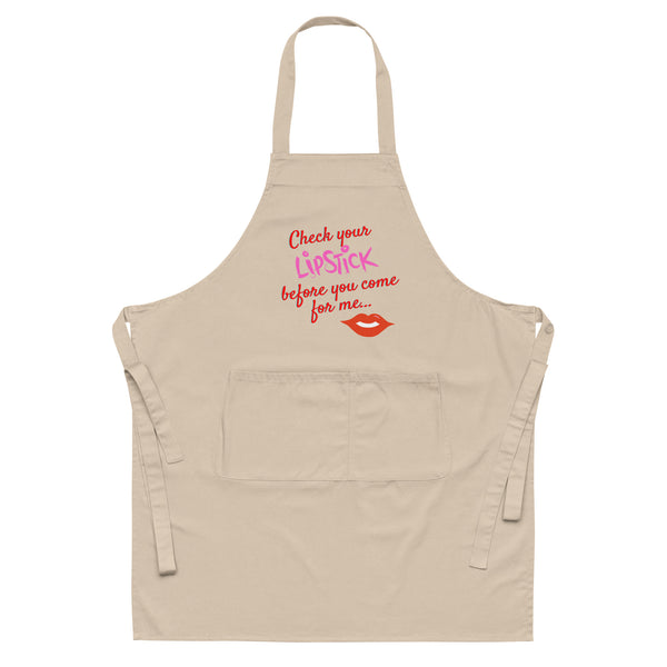  Check Your Lipstick Organic Cotton Apron by Queer In The World Originals sold by Queer In The World: The Shop - LGBT Merch Fashion