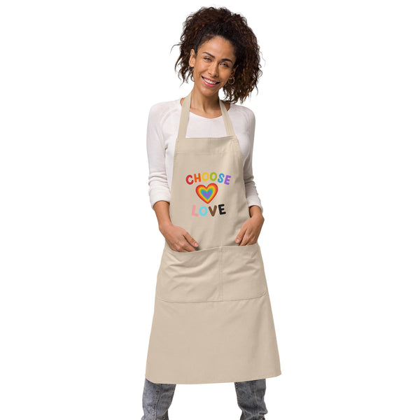 Choose Love Organic Cotton Apron by Queer In The World Originals sold by Queer In The World: The Shop - LGBT Merch Fashion