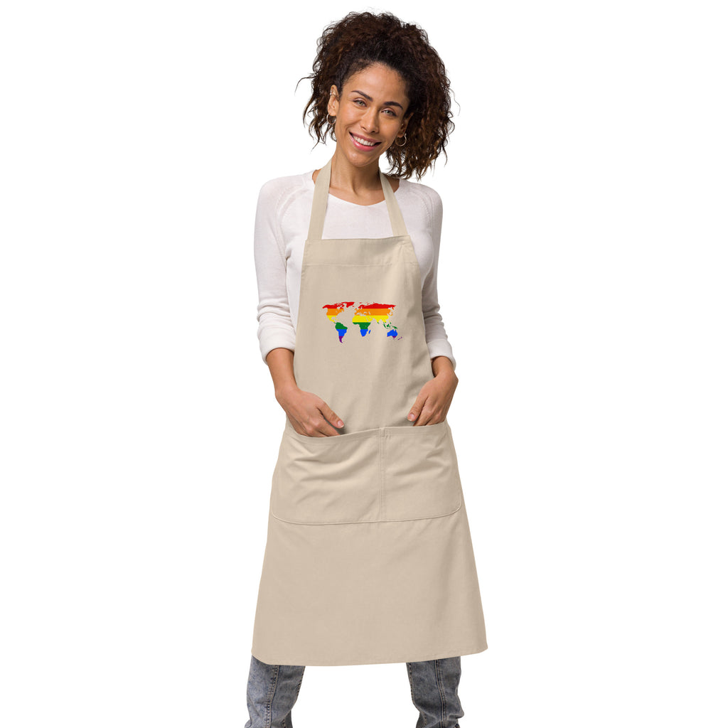 Gay Map Organic Cotton Apron by Printful sold by Queer In The World: The Shop - LGBT Merch Fashion