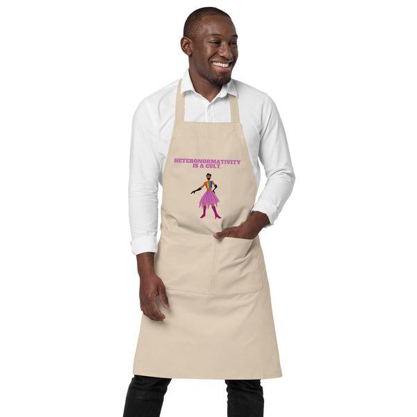  Heteronormativity Is A Cult Organic Cotton Apron by Queer In The World Originals sold by Queer In The World: The Shop - LGBT Merch Fashion