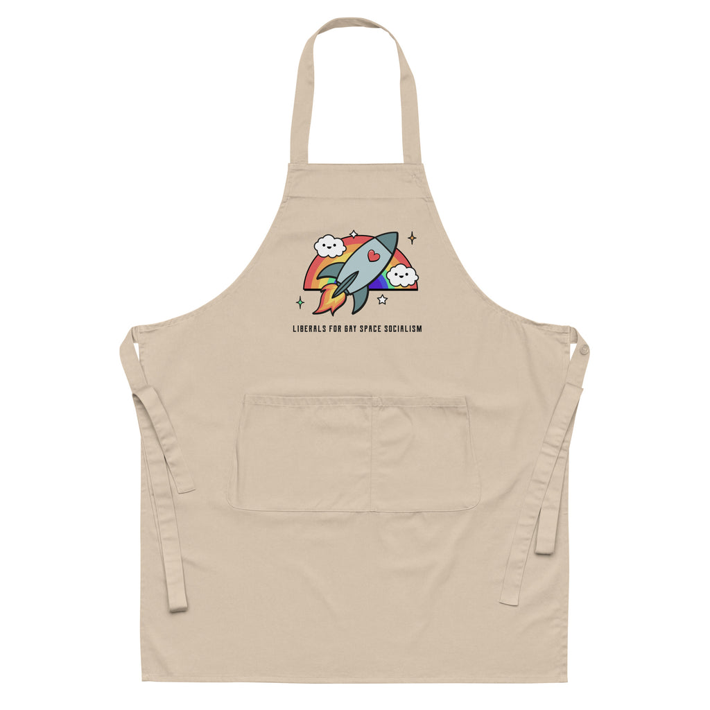  Liberals For Gay Space Socialism Organic Cotton Apron by Printful sold by Queer In The World: The Shop - LGBT Merch Fashion