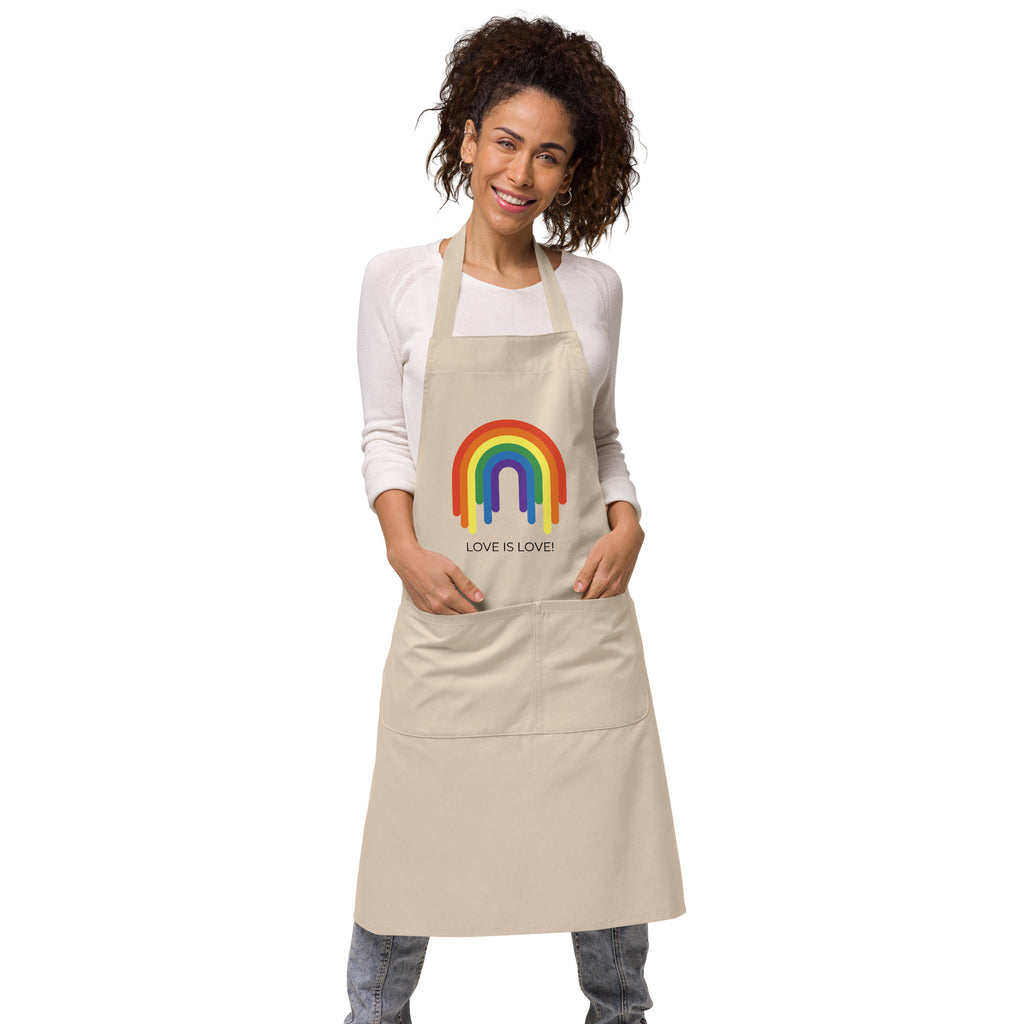  Love Is Love Rainbow Organic Cotton Apron by Queer In The World Originals sold by Queer In The World: The Shop - LGBT Merch Fashion