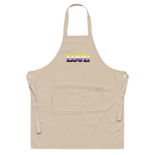  Non-Binary Love Organic Cotton Apron by Queer In The World Originals sold by Queer In The World: The Shop - LGBT Merch Fashion