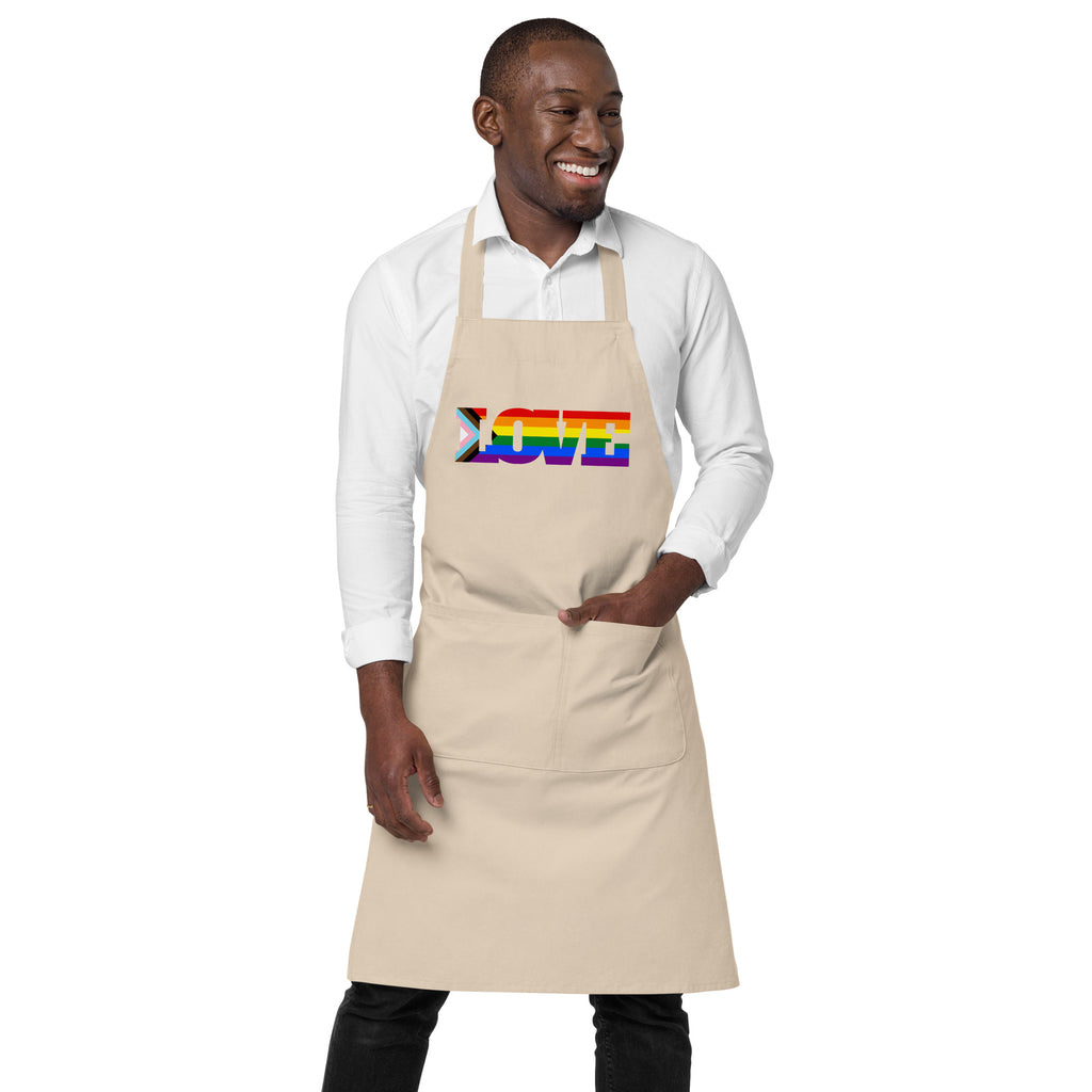  Progress LGBT Love Organic Cotton Apron by Queer In The World Originals sold by Queer In The World: The Shop - LGBT Merch Fashion