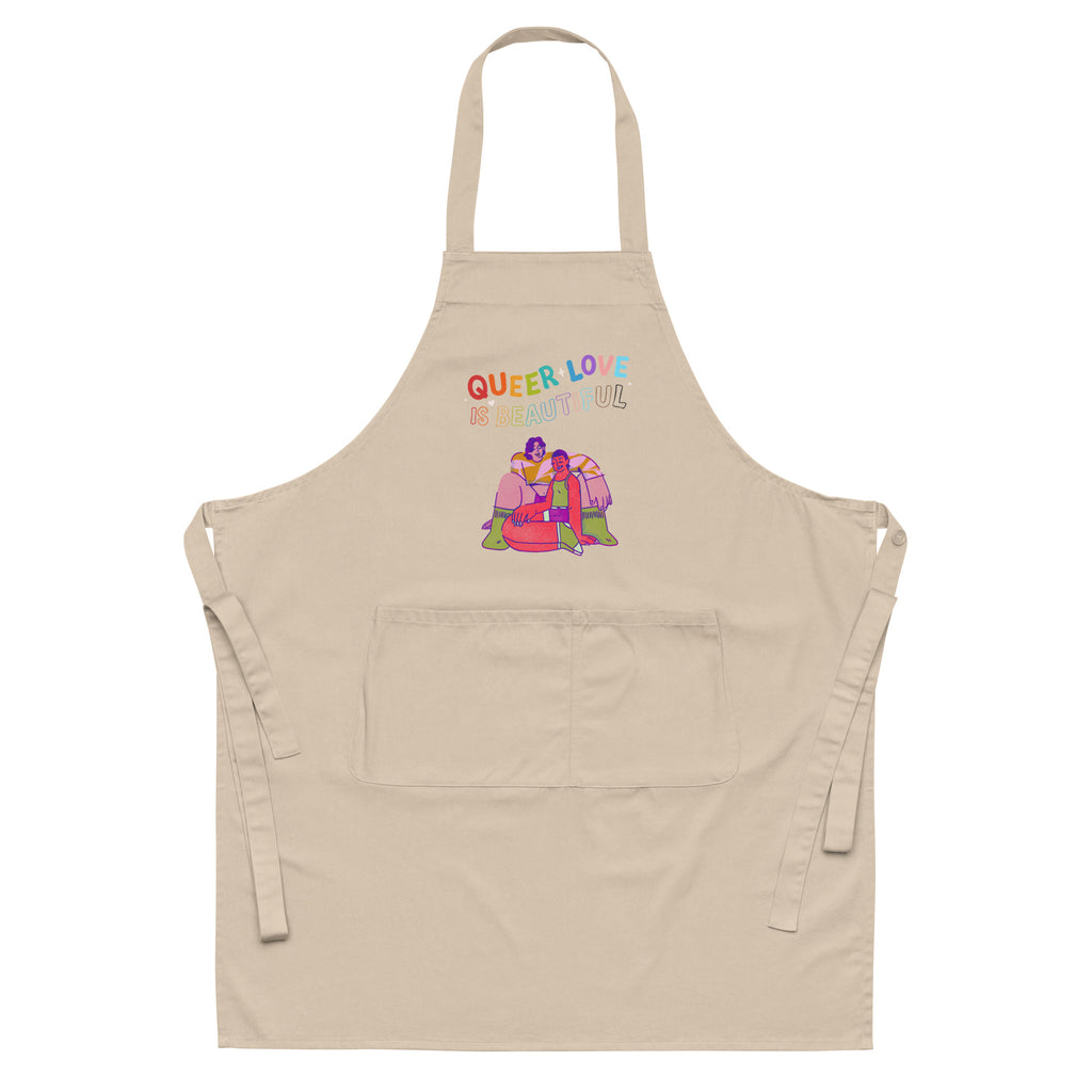  Queer Love is Beautiful Organic Cotton Apron by Queer In The World Originals sold by Queer In The World: The Shop - LGBT Merch Fashion