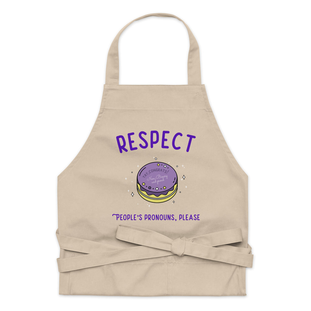  Respect People's Pronouns Please Organic Cotton Apron by Printful sold by Queer In The World: The Shop - LGBT Merch Fashion