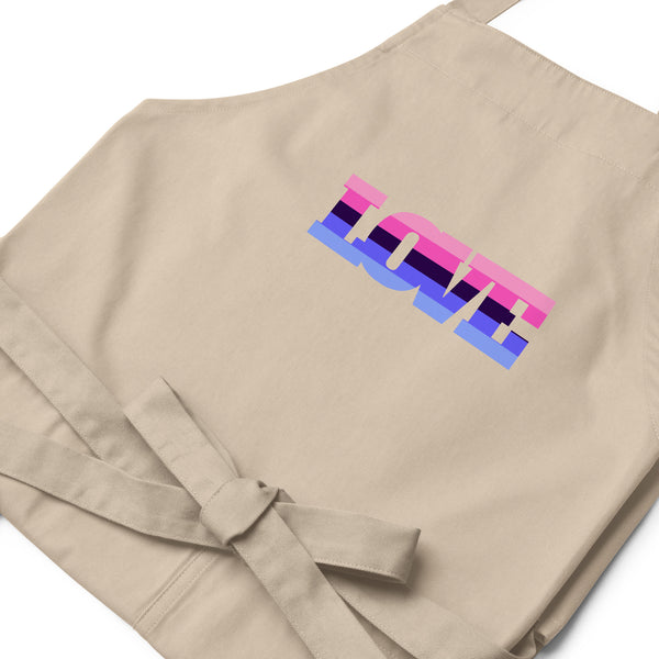  Omnisexual Love Organic Cotton Apron by Printful sold by Queer In The World: The Shop - LGBT Merch Fashion