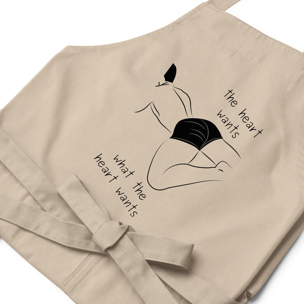  The Heart Wants What The Heart Wants Organic Cotton Apron by Queer In The World Originals sold by Queer In The World: The Shop - LGBT Merch Fashion