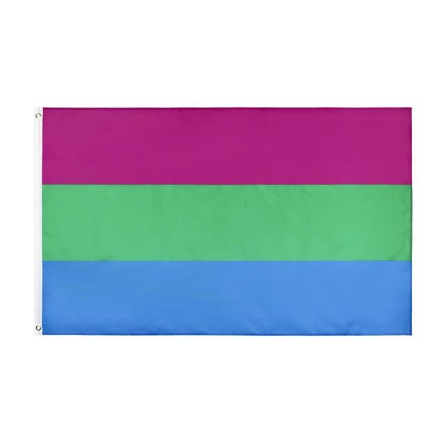 Polysexual Pride flag with magenta, green, and blue horizontal stripes