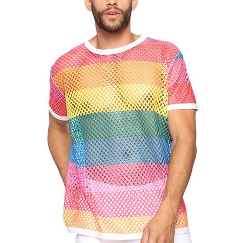  Rainbow Mesh T-Shirt by Queer In The World sold by Queer In The World: The Shop - LGBT Merch Fashion