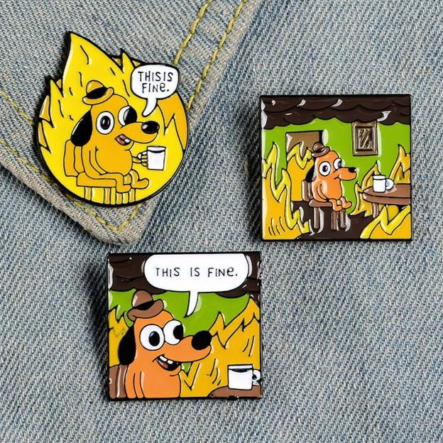  This Is Fine Enamel Pin by Oberlo sold by Queer In The World: The Shop - LGBT Merch Fashion