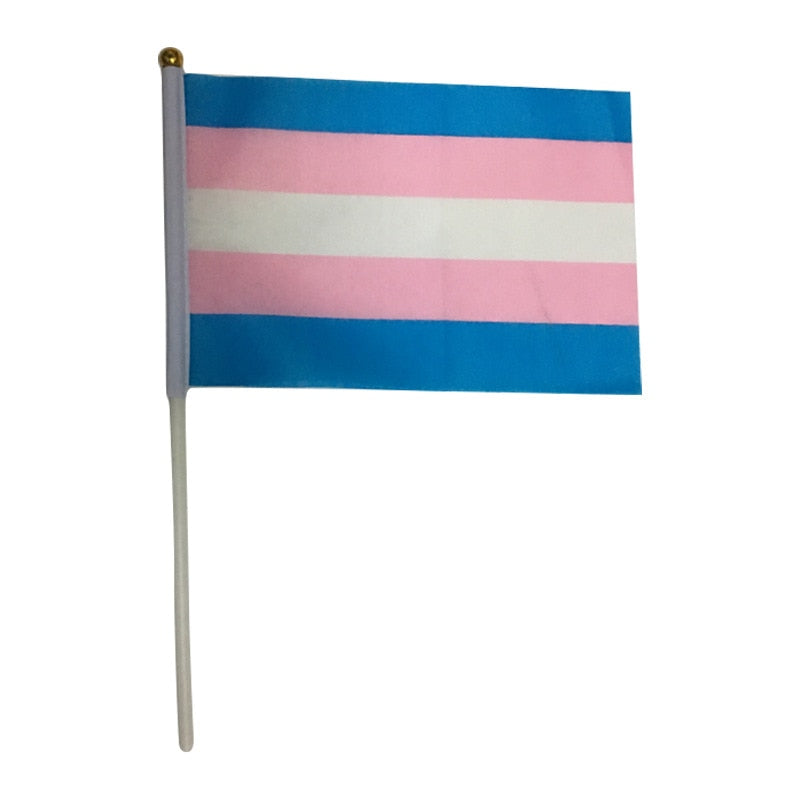  100 x Hand-Held Transgender Pride Flags by Queer In The World sold by Queer In The World: The Shop - LGBT Merch Fashion