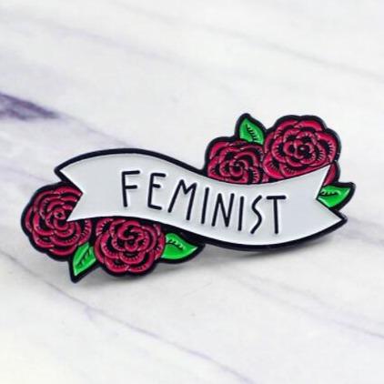  Feminist Red Rose Floral Enamel Pin by Queer In The World sold by Queer In The World: The Shop - LGBT Merch Fashion