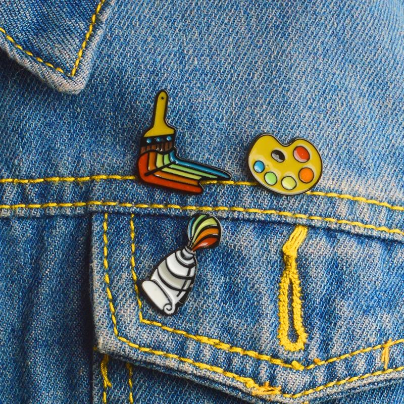  Rainbow Paint Brush Enamel Pins by Queer In The World sold by Queer In The World: The Shop - LGBT Merch Fashion