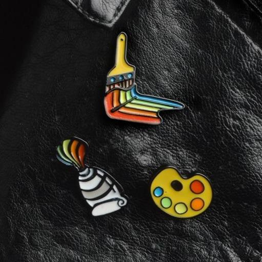  Rainbow Paint Brush Enamel Pins by Queer In The World sold by Queer In The World: The Shop - LGBT Merch Fashion