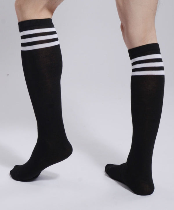  Striped Black Cotton Sports Socks by Queer In The World sold by Queer In The World: The Shop - LGBT Merch Fashion